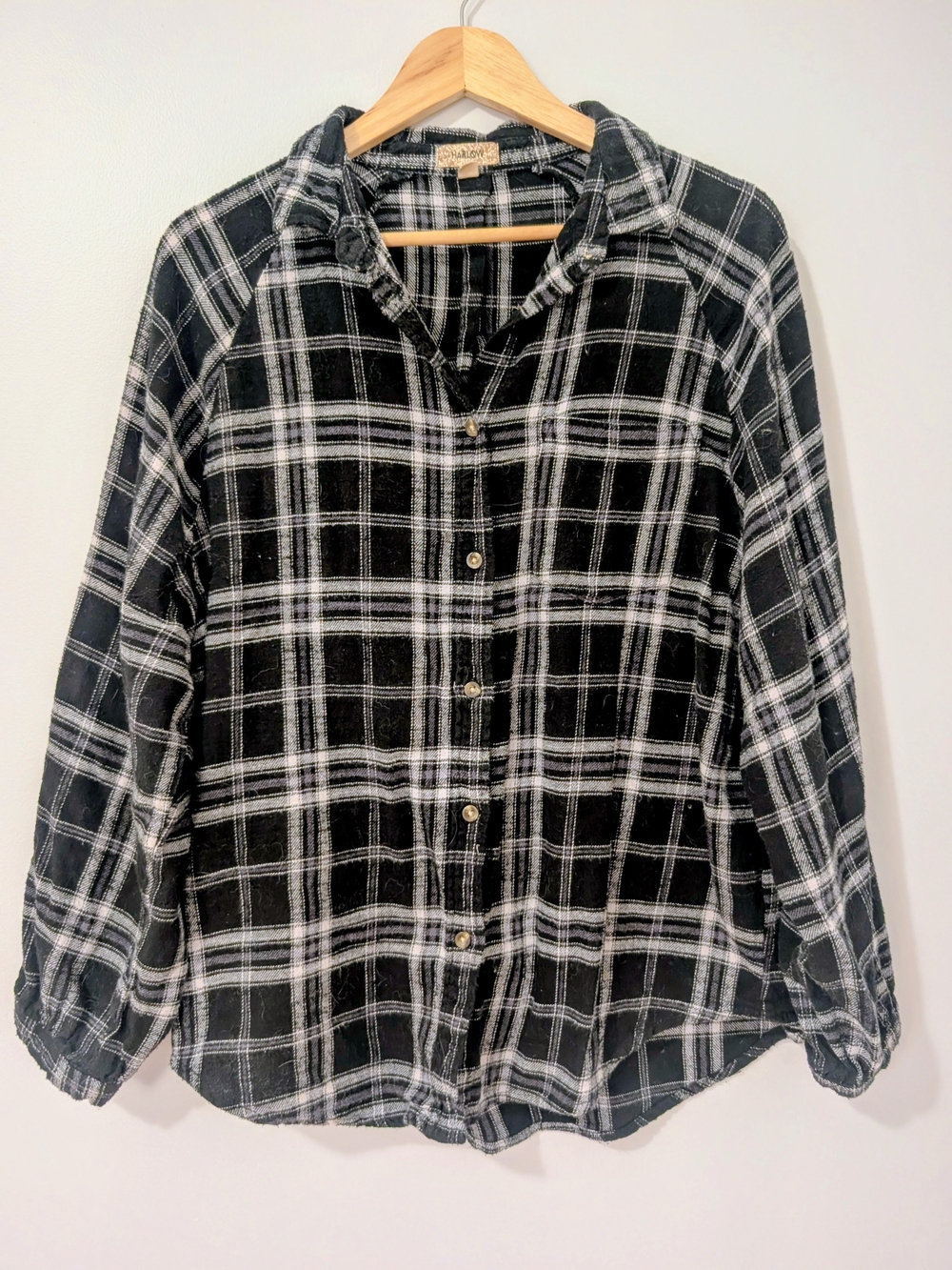 Harlow Black & White Plaid Button-Down Blouse